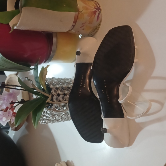 ZARA CLEAR VINYL WHITE LEATHER KITTEN HEEL MULES 👠 40/9 - Picture 6 of 7